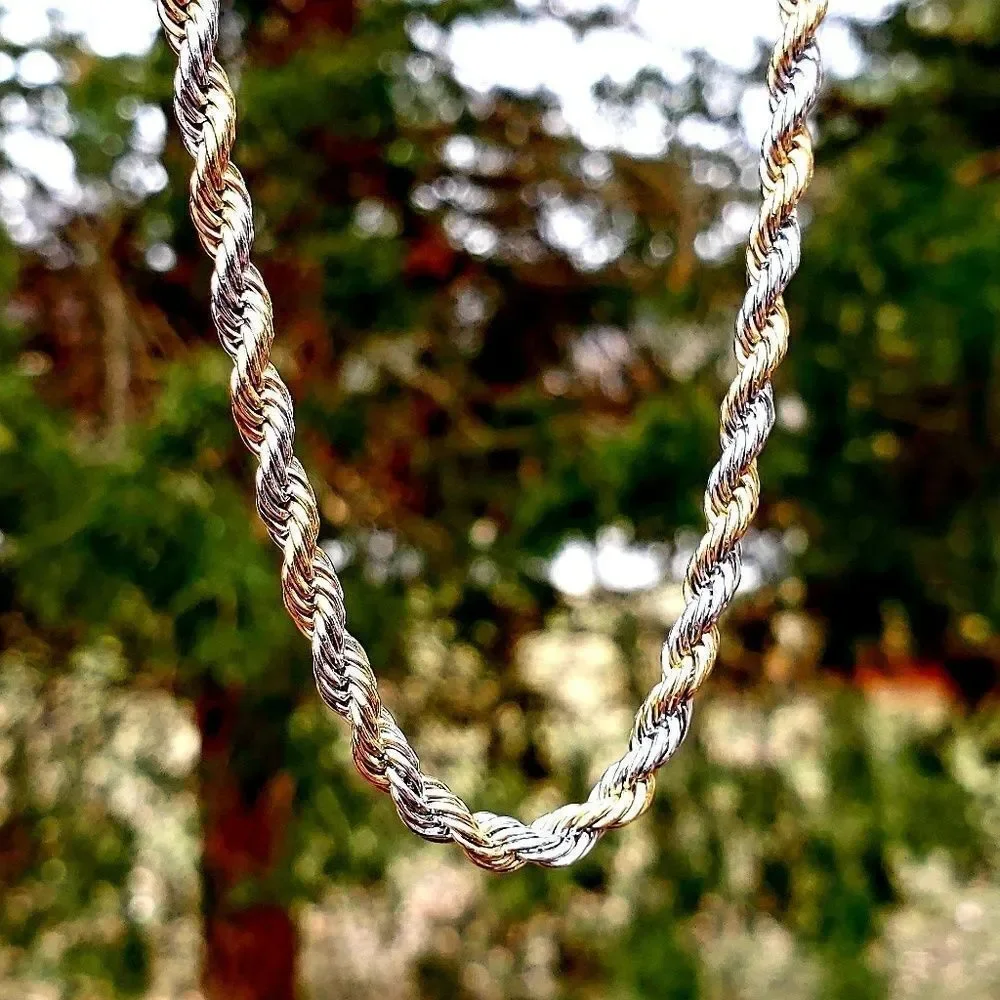 Stainless Steel Silver and Gold Rope Necklace